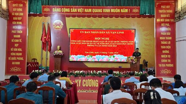 UBND XÃ VẠN LINH TỔ CHỨC HỘI NGHỊ TỔNG KẾT THI HÀNH PHÁP LUẬT VỀ LUẬT QUỐC PHÒNG NĂM 2018, LUẬT DÂN QUÂN TỰ VỆ NĂM 2019 VÀ LUẬT GIÁO DỤC QUỐC PHÒNG VÀ AN NINH NĂM 2013